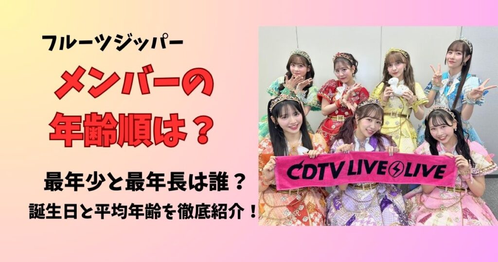 フルーツジッパーメンバーの年齢順は？最年少と最年長は？誕生日と平均年齢を徹底紹介！