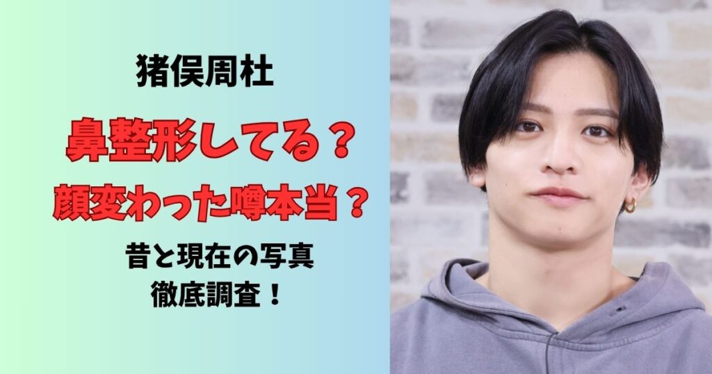 猪俣周杜鼻整形してる？顔変わった噂本当？昔と現在の写真徹底調査！